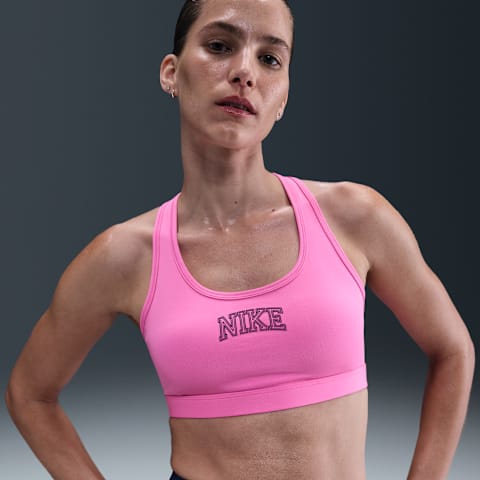 Спортивное бра Swoosh Medium, уплотнённая чашка, с поддержкой — Nike