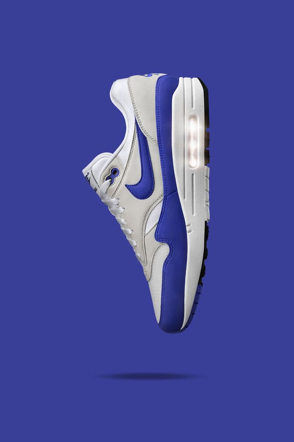 Nike Air Max 1 Anniversary White Neutral Grey Game Royal Release Date. Nike SNKRS