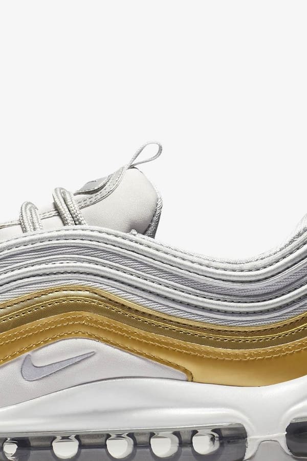 97 Vast Grey and Metallic Gold and Metallic Silver Nike SNKRS