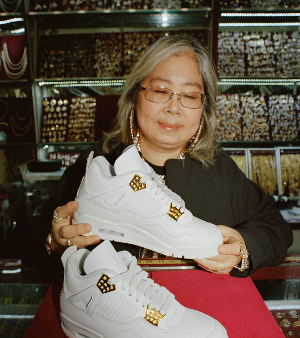 Women's Air Jordan 4 'White and Gold' with Popular Jewelry—part 1 