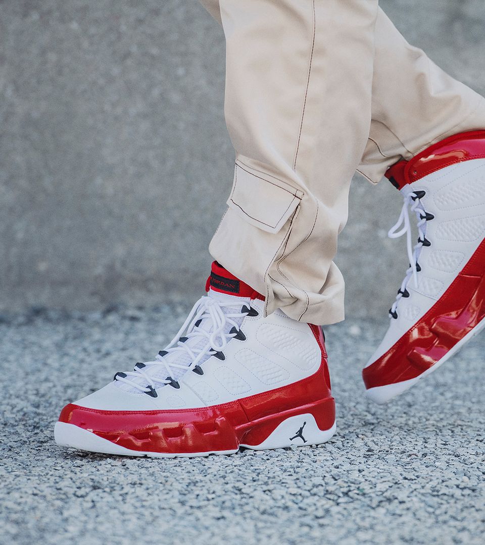 red and white jordan 9s