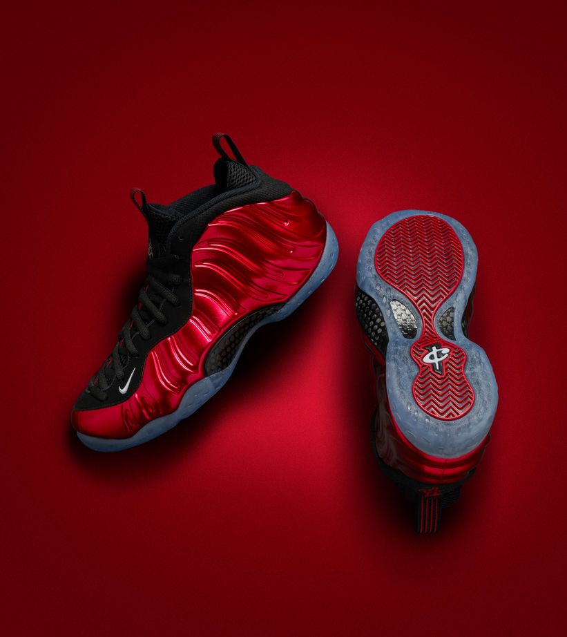 all red nike foamposite