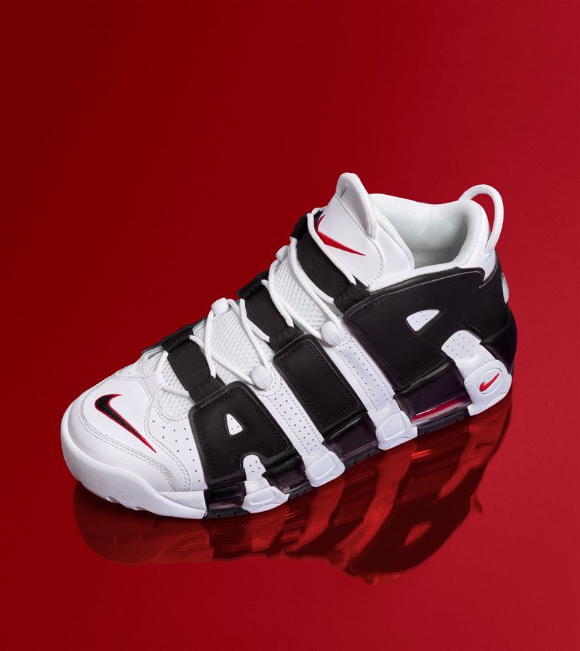 nike air more uptempo black and red