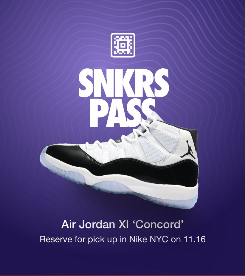 Air Jordan 11 'Concord' SNKRS Pass Nike 