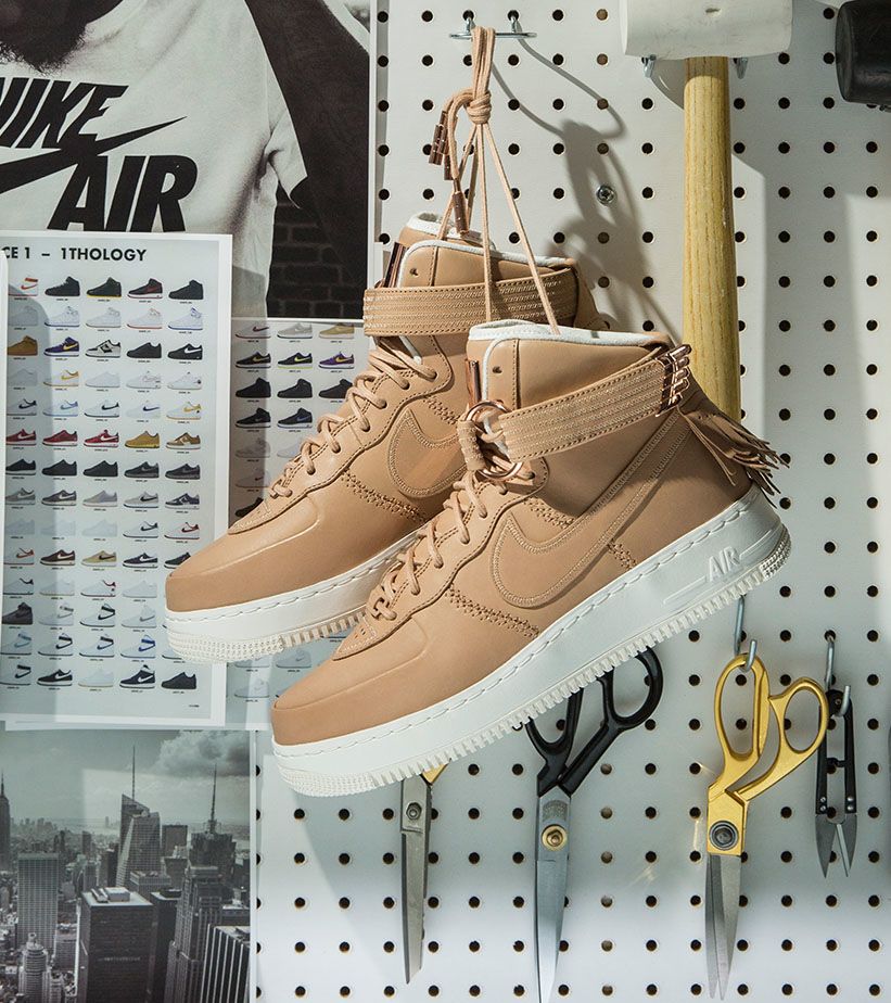 tan high top nike air force ones