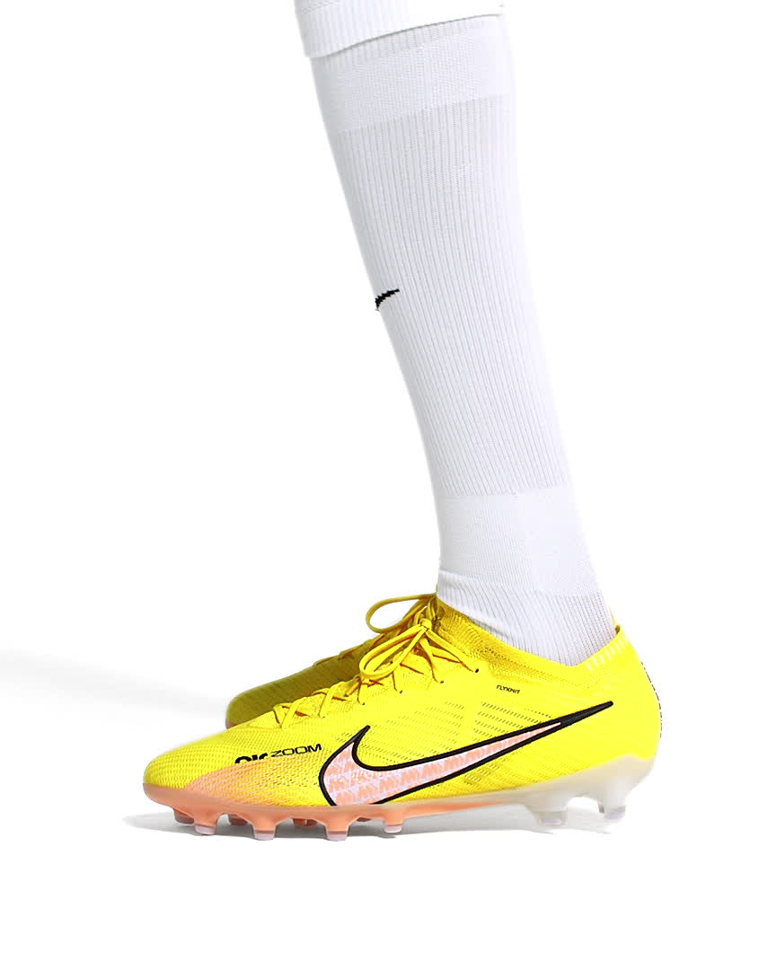 AG Soccer Cleats - White, Black and Yellow Nike Mercurial Vapor 14