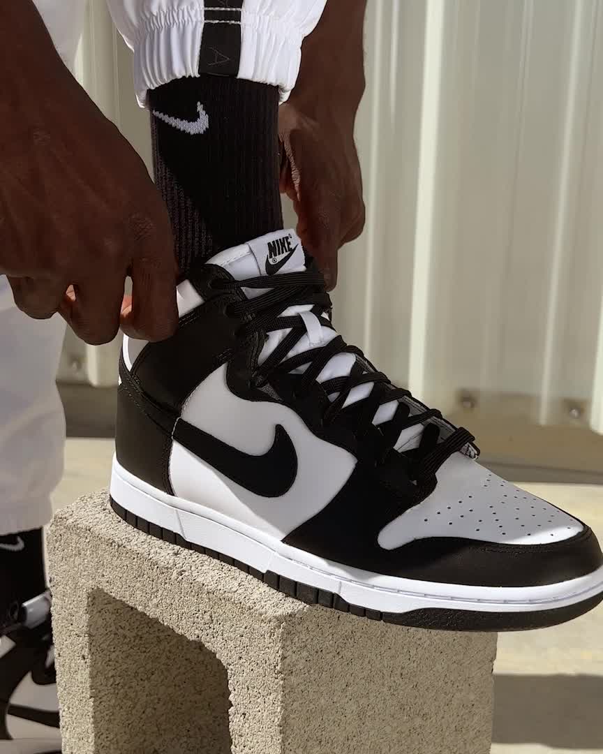 nike dunk hi retro black white