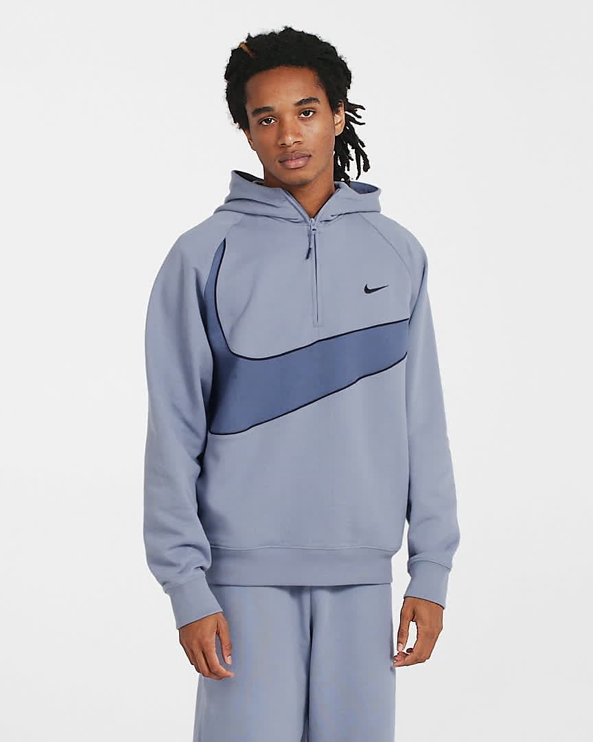 Nike Swoosh con capucha de tejido Fleece y media cremallera - Hombre. Nike ES