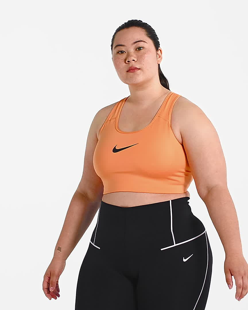 Nike Womens Dri-FIT Swoosh Non-Padded Sports Bra (Plus Size) Khaki XXL