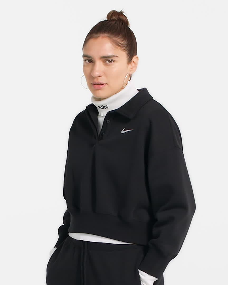 Arriesgado Observación Búho Sudadera tipo polo cropped de tejido Fleece y manga 3/4 para mujer Nike  Sportswear Phoenix. Nike.com
