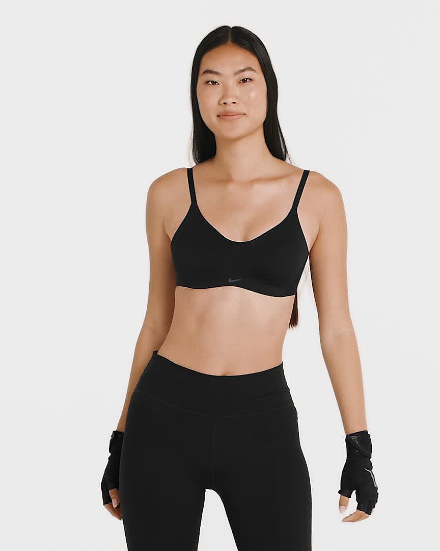 Nike Womens Dri-FIT Alate Minimalist Light Support Sports Bra White M C-E