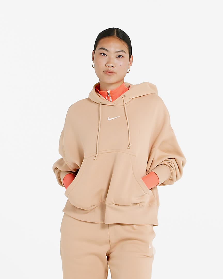 Sudadera con gorro cierre de tejido Fleece over-oversized para mujer Nike Phoenix. Nike.com