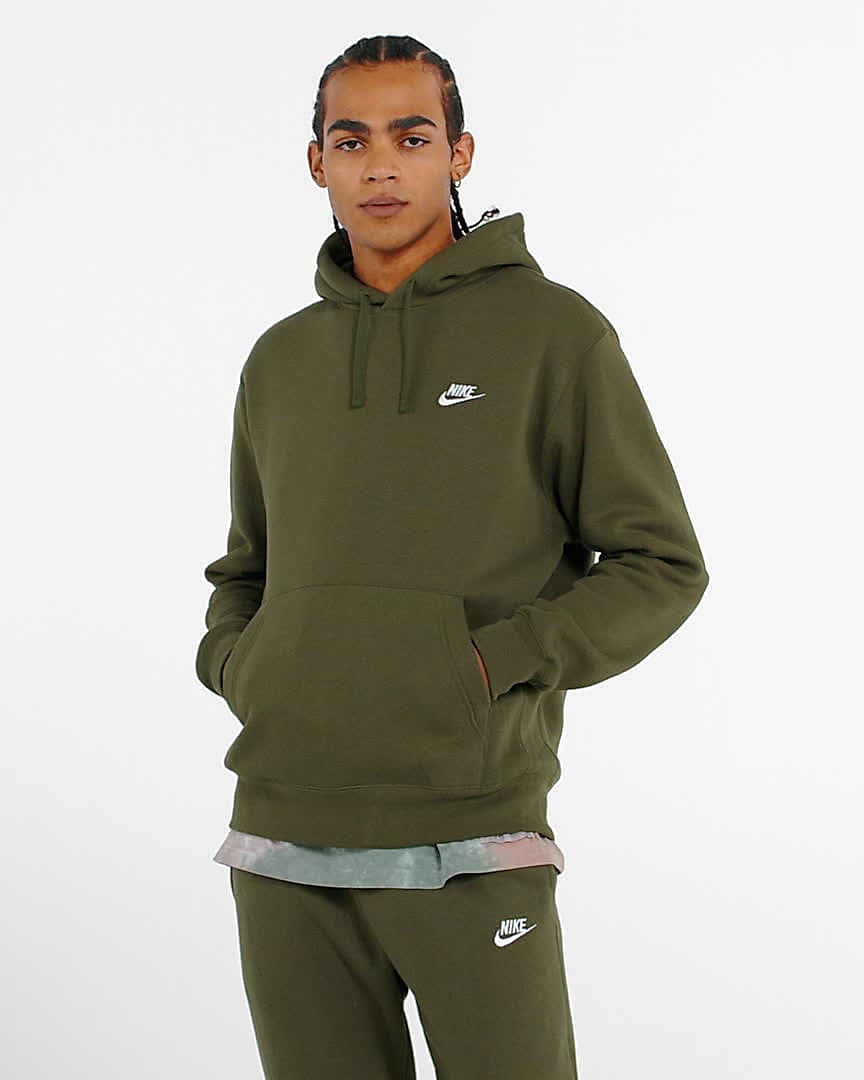 nike men's sportswear club fleece hoodie green