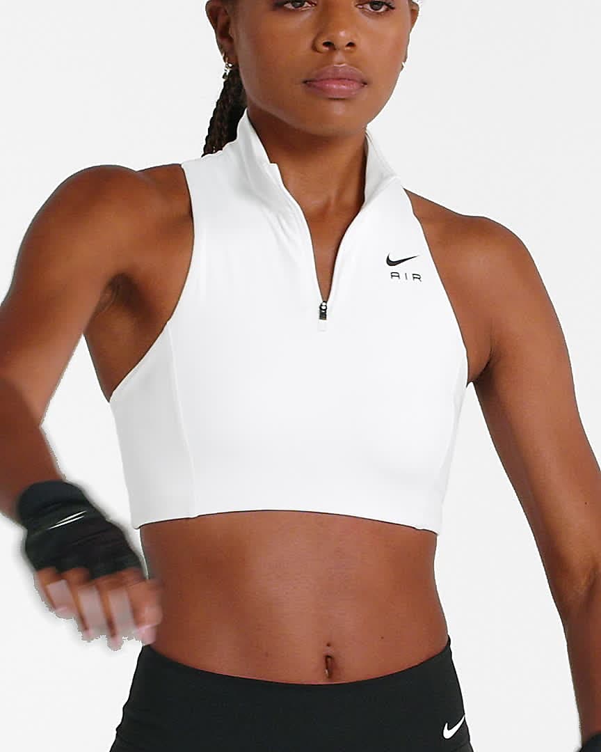 Víspera Patológico fusión Nike Air Swoosh 1/2-Zip Sujetador deportivo de sujeción media con  almohadilla de una sola pieza - Mujer. Nike ES