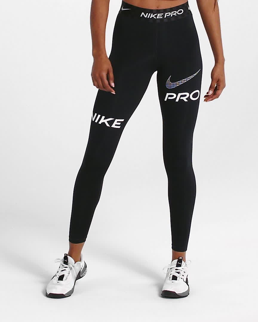 Leggings de entrenamiento con gráfico de tiro medio y largo completo para  mujer Nike Pro