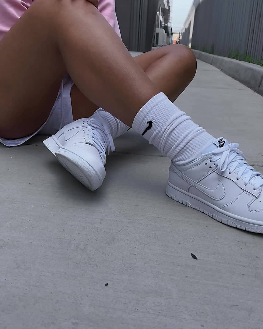 all white nike low dunks