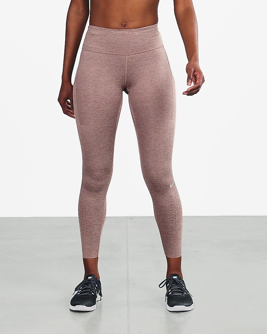 Nike Women`s Epic Luxe Mid-Rise Trail Running Leggings, Mineral Clay/Black,  X-Small : : Clothing, Shoes & Accessories
