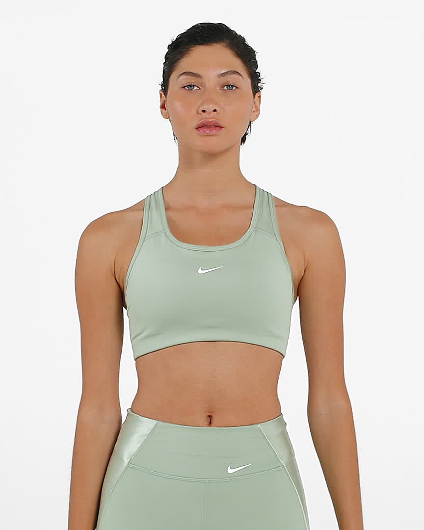 Nike Performance NIKE SWOOSH WOMEN'S MEDIUM-SUPPORT PADDED HIGH-NECK SPORTS  BRA - Medium support sports bra - luminous green/high voltage/green 