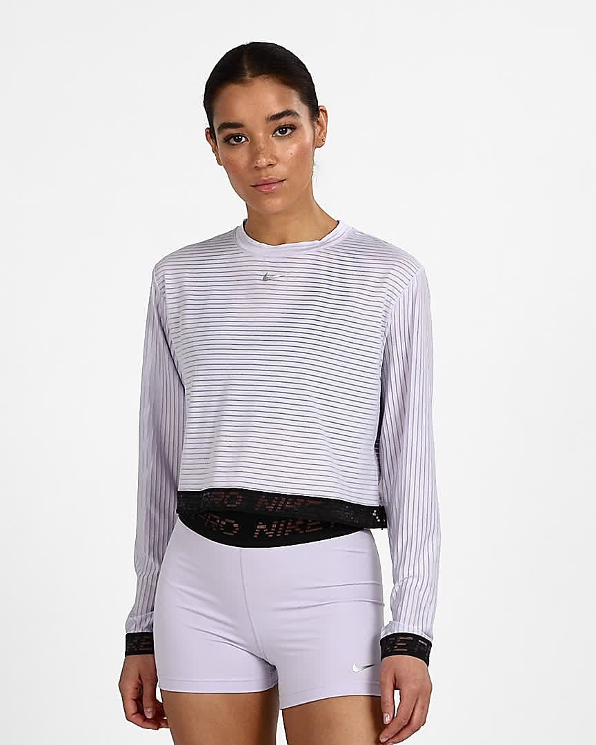nike women's pro mesh long sleeve training top
