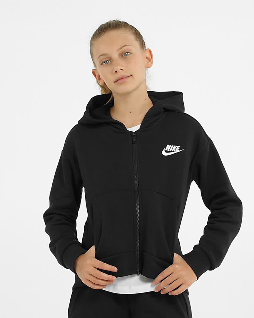 Ciudadanía boxeo equilibrar Sudadera con gorro de cierre completo para niñas talla grande Nike  Sportswear Club Fleece. Nike MX