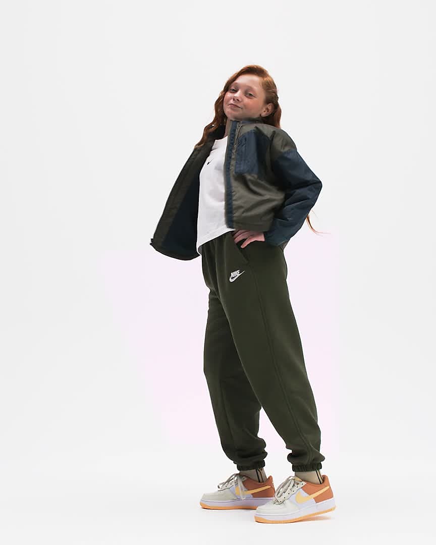 Pants. Nike Kids\' Loose Fleece Club (Girls\') Big Sportswear