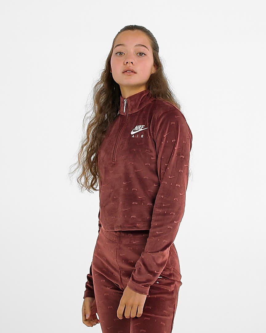 Velour 1/4-Zip Long-Sleeve Top. Nike LU
