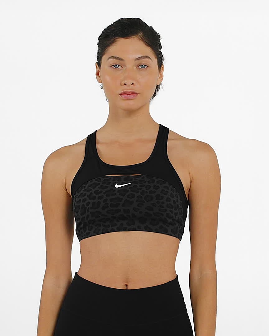 Bra non imbottito a sostegno medio con stampa leopardata Nike Dri-FIT  Swoosh – Donna. Nike IT