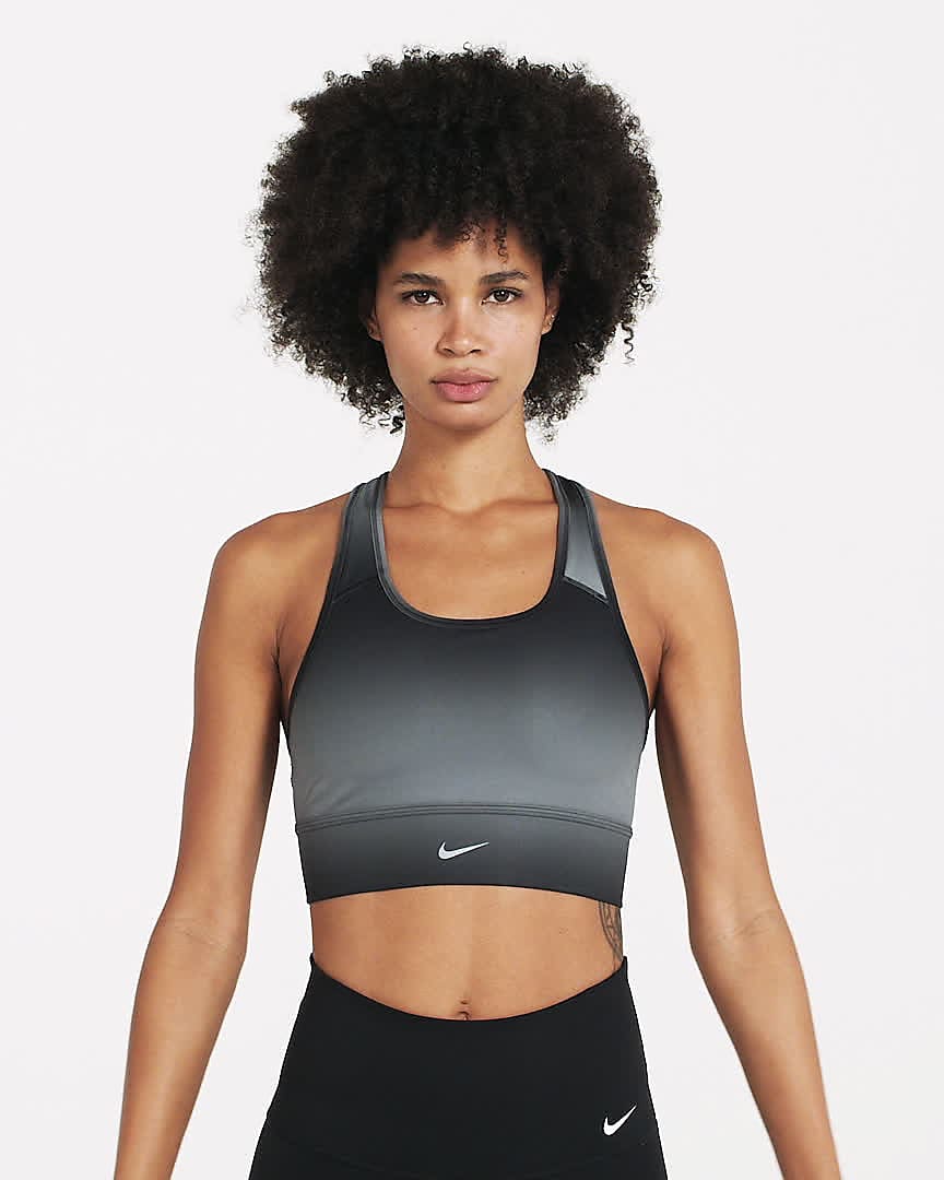 Swoosh Run gepolsterter Longline-Sport-BH mittlerem für Damen. Nike
