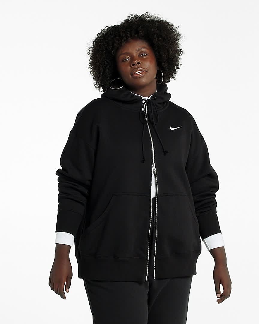 Womens Nike Sportswear Full Zip Hoodie Sweatshirt Jacket Black