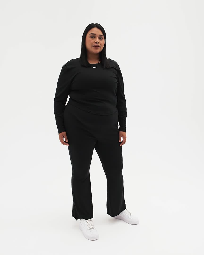 Size XS Women's Nike Sportswear Emea Ribbed Crop Black Leggings Pants  Stretch