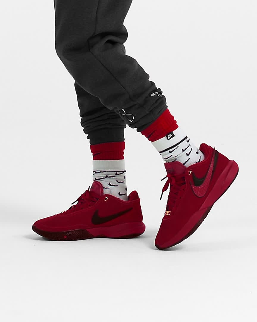 Nike lebron best sale red shoes