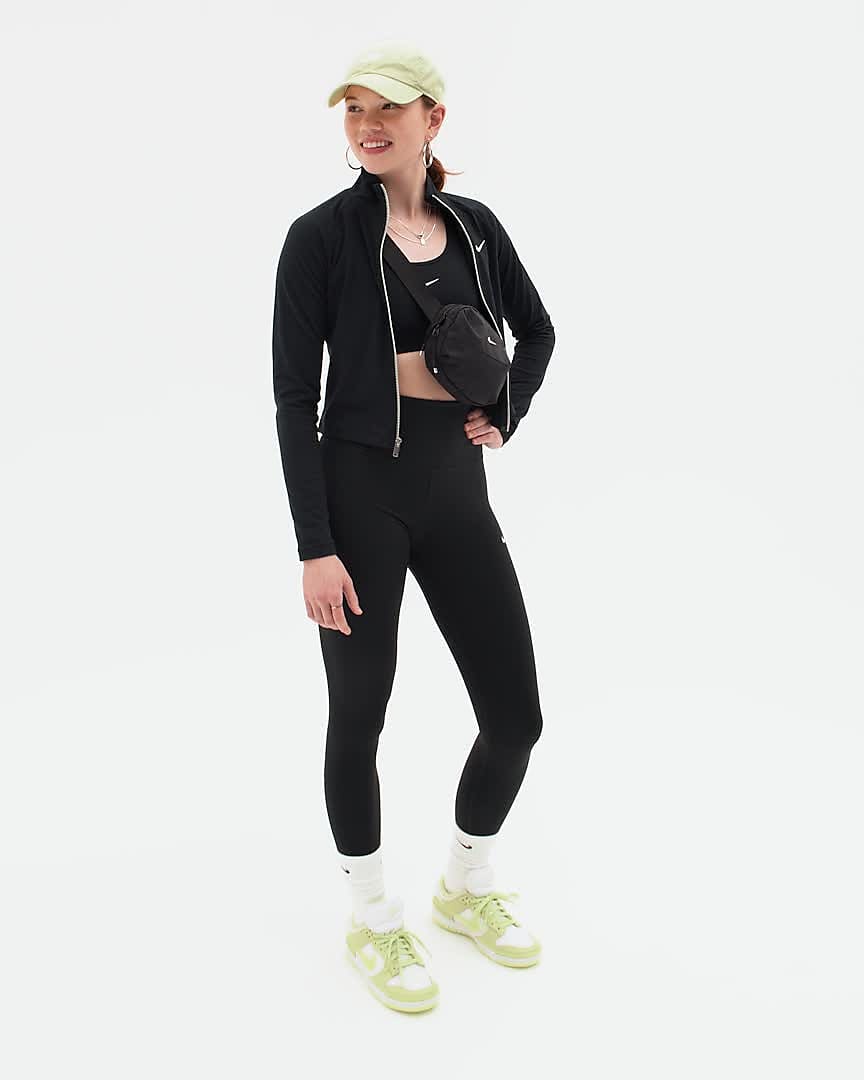 Nike BTQ Layered Tight Leggings Black Metallic Silver Work Out Soort M NWOT  $165