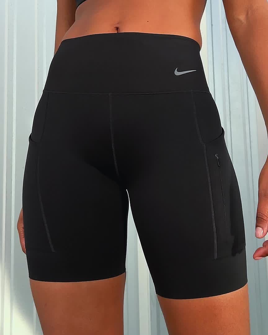 Nike Go Women's Firm-Support Mid-Rise 8 Biker Shorts with Pockets.