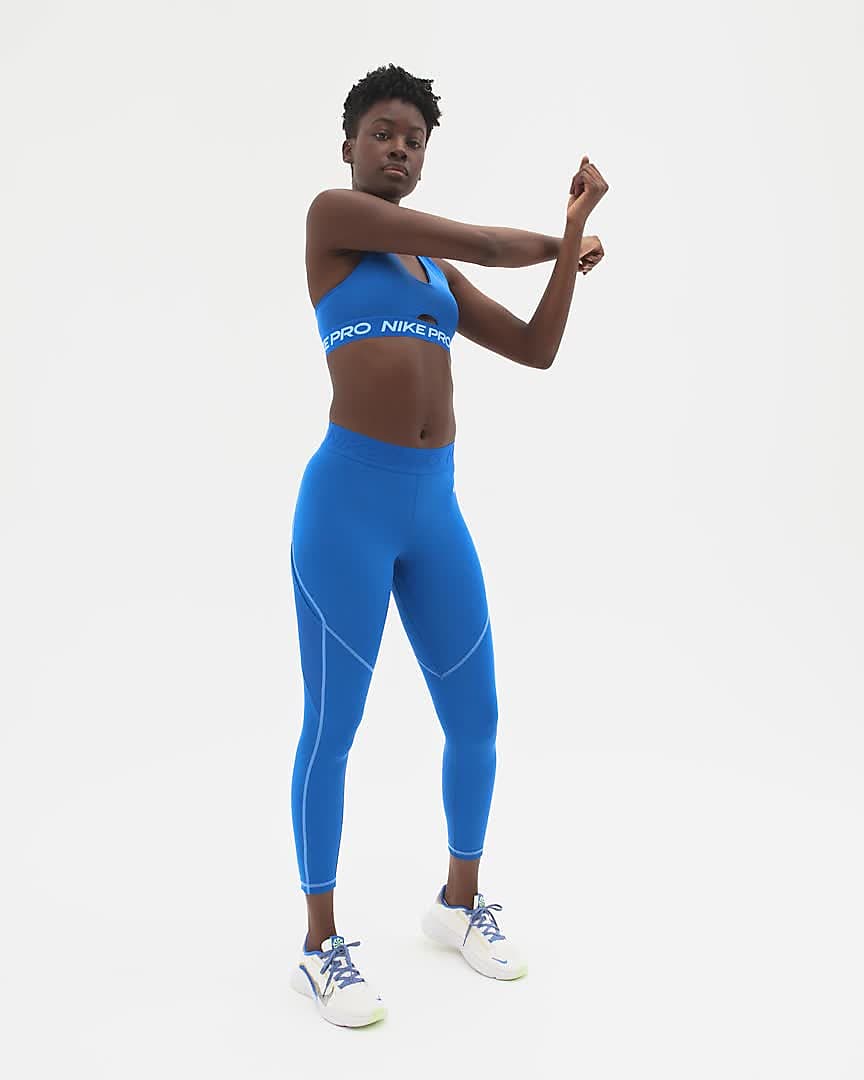 Nike Pro Leggings Women Medium M Bright Blue Neon Gym Pull On Workout