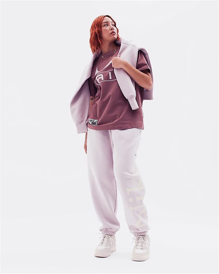 Nike swoosh oversized sweatpants in pink outlet
