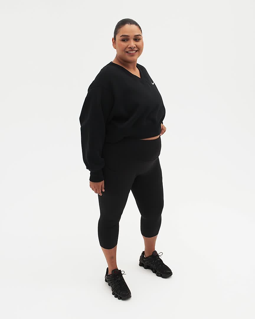 Nike Sportswear Phoenix Fleece Women's Oversized Cropped V-Neck Top (Plus  Size)