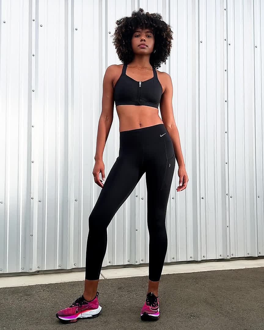 Damskie legginsy ze średnim stanem i kieszeniami o długości 7/8  zapewniające mocne wsparcie Nike Go. Nike PL
