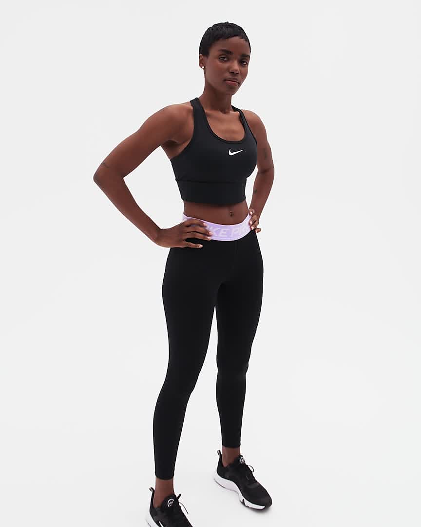 Nike Womens Nike Pro Mid-Rise 7/8 Graphic Leggings - Black