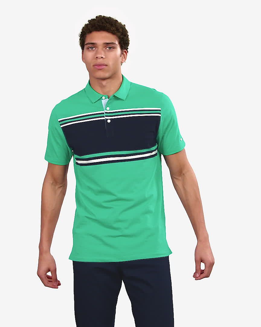 nike striped golf polo