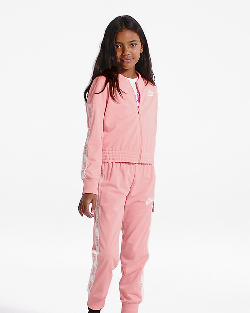 pink and white nike tracksuit