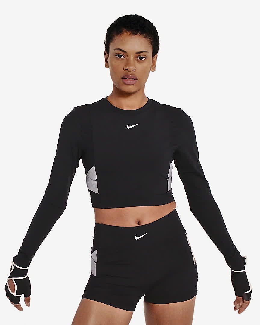 nike pro crop top and shorts