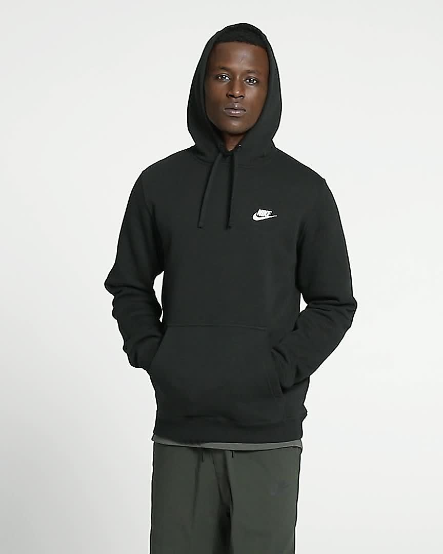 nike club pullover hoodie black